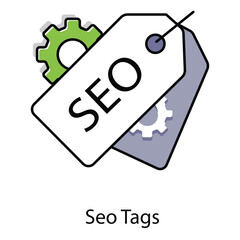 SEO Tags Vector Icon Showing Keyword Tags, Metadata, and Search Engine Optimization