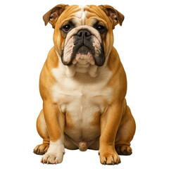 Obraz premium Adorable English Bulldog Puppy Sitting for Studio Portrait Isolated on Transparent Background
