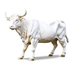 marble stone bull statue isolated on transparent background