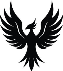 minimalist phoenix rising icon on white background.eps
