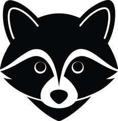 minimalist raccoon face icon on white background