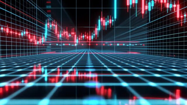 Digital stock market graph, futuristic perspective