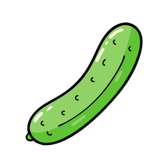 Fresh green cucumber vegetable illustration for healthy eating and vegan food concept design