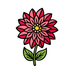 Illustration of a beautiful floral blossom flower blooming plant with leaves and petals art design