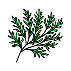 Illustration of green leaf plant branch vector design element for botanical nature graphic art, etc