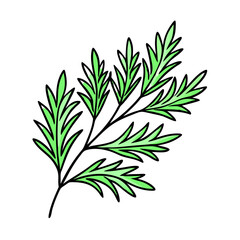Illustration of green leaf foliage design element for nature botanical vector graphic art design