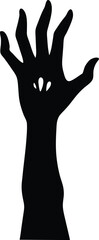 minimalist zombie hand reaching up on white