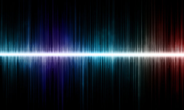 Sound wave in vibrant gradient, representing music, audio, and digital energy. Abstract lines and colorful streaks symbolizing movement, voice, and power. Tech-inspired waveform, neon light, and.