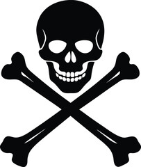 pirate skull with crossed bones on white backgroun 