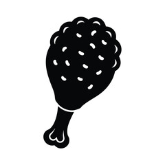 Black chicken leg piece crispy fried chicken icon simple minimalist style