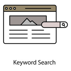 Keyword Search Vector Icon Illustrating Online Search Optimization and Keyword Research Strategy