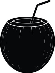 realistic coconut drink with straw