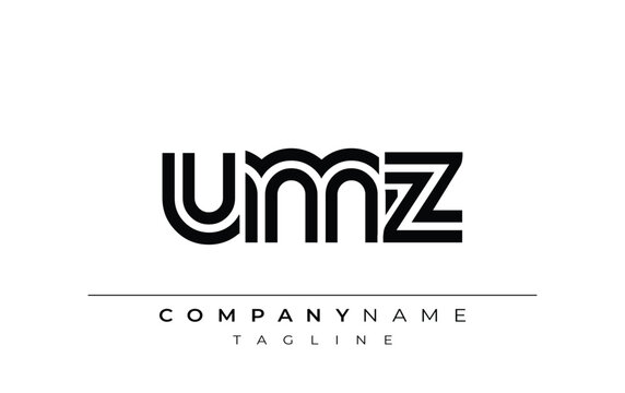 UMZ Creative Unique Modern Letter Logo Design. Stylized logo featuring a unique letter design, presenting abstract minimalist aesthetics and modern appeal.