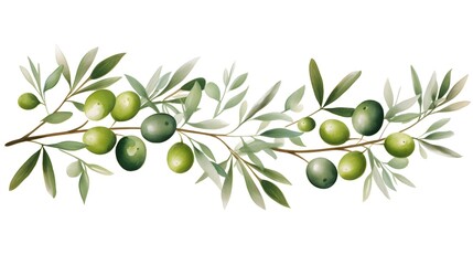 Vibrant Fresh Green Olive Berries and Green Leaves Frame for Design Projects