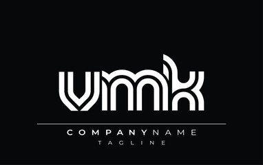VMK Creative Unique Modern Letter Logo Design. Stylized logo featuring a unique letter design, presenting abstract minimalist aesthetics and modern appeal.