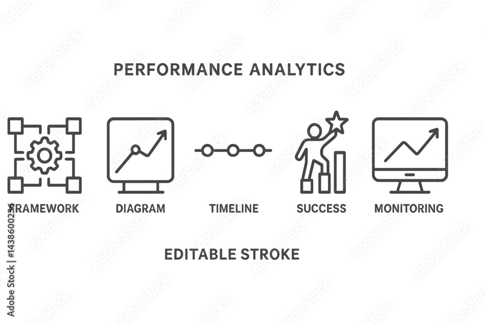 Aufkleber Visual representation of performance analytics showcasing framework, diagram, timeline, success metrics, and monitoring techniques