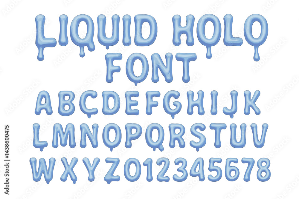 Aufkleber creative liquid-inspired font design featuring bold and playful letters suitable for artistic projec