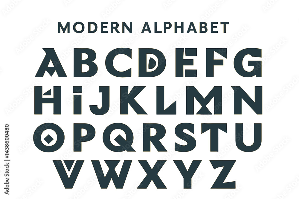 Aufkleber modern alphabet design showcasing unique typographic styles and structures for graphic inspiration