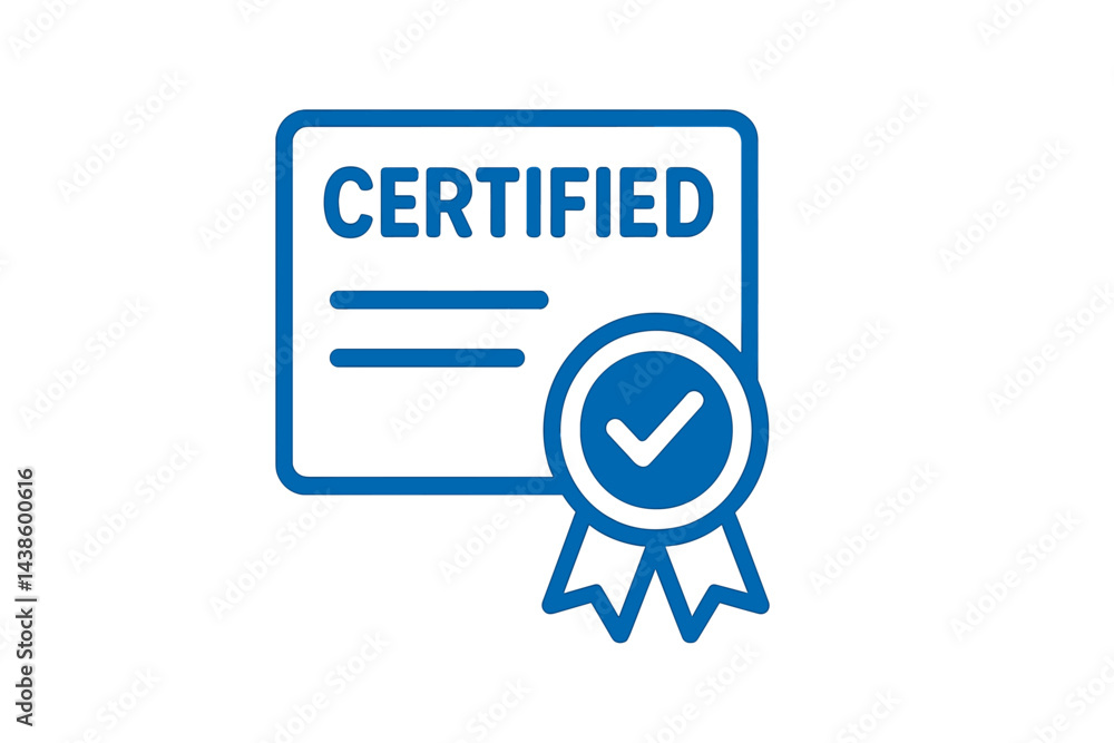 Poster Certification document with a check mark symbolizing achievement and validation of skills in professional settings