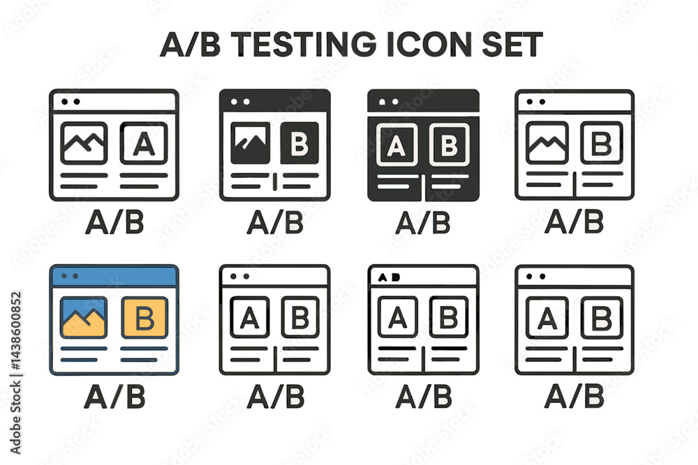 Leinwandbilder Collection of icons showcasing various layouts for A/B testing in digital environments and their usability insights