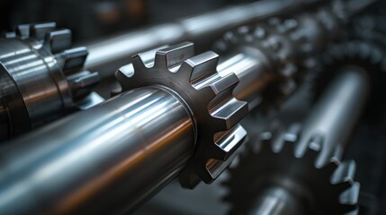 Naklejka premium Precision Steel Gears in Industrial Setting with Closeup Detail