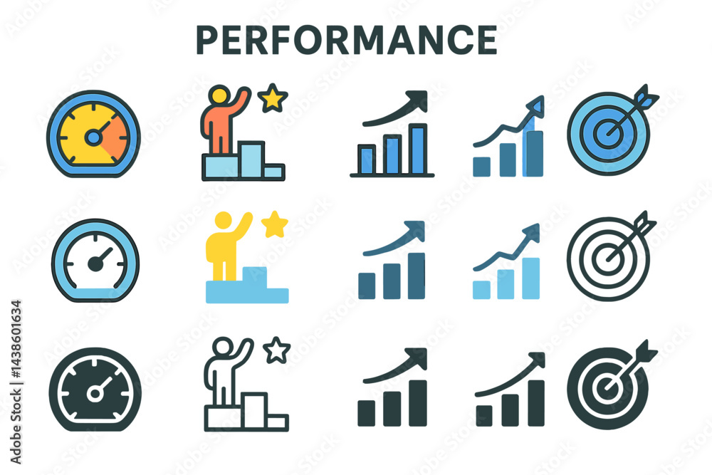 Fototapete Visual representation of performance metrics showcasing growth indicators and achievement symbols in a modern design