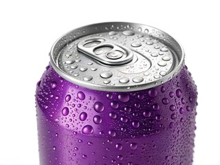 Refreshing Purple Can CloseUp of Condensation Droplets on a Sleek Metal Container
