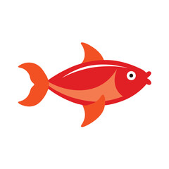 Fototapeta premium Cartoon red fish with orange fins cute aquatic animal illustration