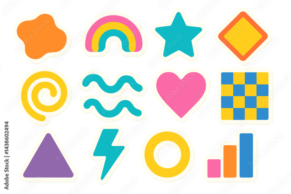 Leinwandbilder colorful geometric shapes and patterns arranged on a bright background for creative projects or educ