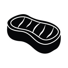 Grilled steak icon vector illustration monochrome food silhouette element