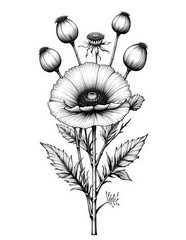vector illustration of poppy flowers