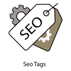 SEO Tags Vector Icon Depicting Search Engine Optimization, Keywords, and Website Metadata