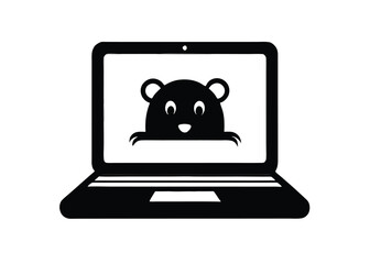 Mole Head Icon Displayed On Vintage Laptop Screen