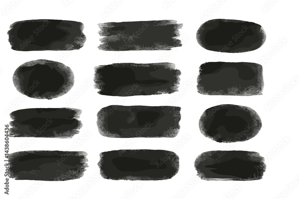 Leinwandbilder abstract black watercolor shapes arranged in a creative pattern suitable for various design projects