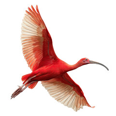 Scarlet Ibis Flying Isolated on Transparent Background