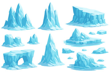 Colorful icebergs and ice formations in a frozen landscape for artistic use and inspiration