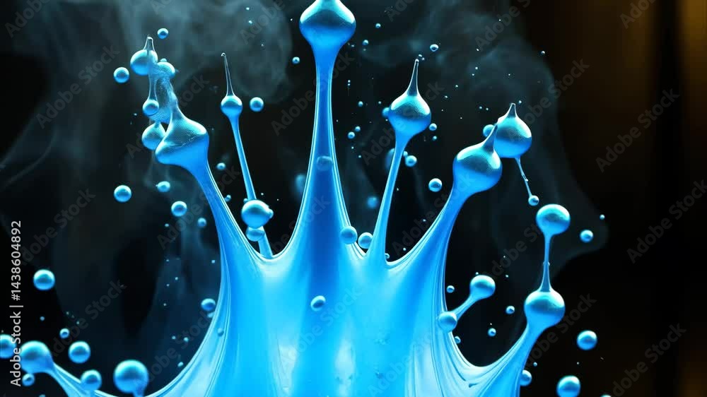 Poster vibrant blue explosion line stream effect creating a mesmerizing water splash in a dark environment,