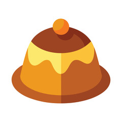 Delicious flan dessert illustration with caramel sauce and topping