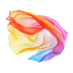 Bright Colored Polyester Fabric Drifting In  isolated on a transparent backgroun