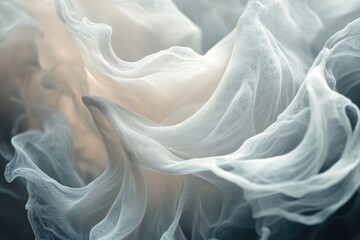 Obraz premium Abstract, ethereal folds of white and light blue fabric create a flowing, elegant, and dreamlike atmosphere with subtle textures.