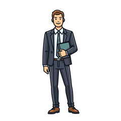 Fototapeta premium Businessman smiling with a portfolio against a white background 