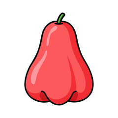 Illustration of a rose apple fruit, tropical fruit, exotic fruit, healthy fruit, juicy fruit