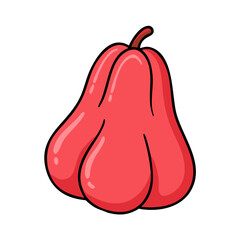 Illustrative rose apple fruit drawing: tropical fruit, exotic fruit, healthy food, fresh fruit, food art