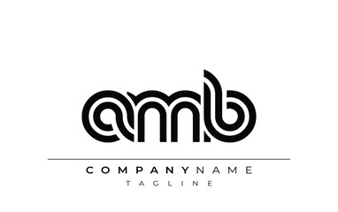 AMB Creative Unique Modern Letter Logo Design. Stylized logo featuring a unique letter design, presenting abstract minimalist aesthetics and modern appeal.