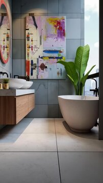 Discover creative interior design ideas showcasing a modern bathroom in a chic condo