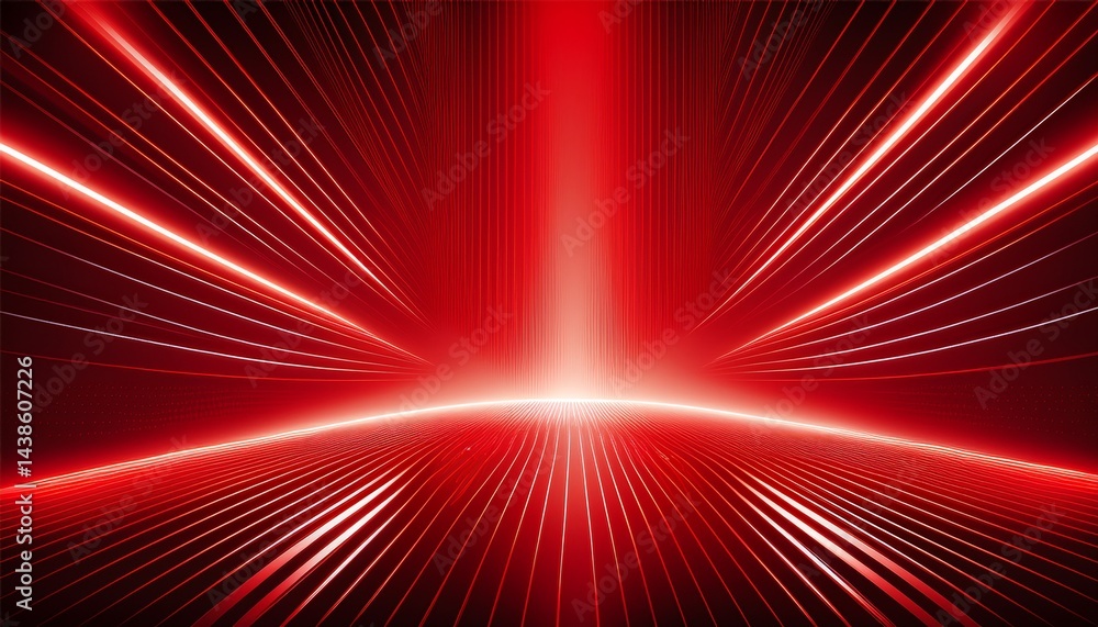 Poster 3d rendering glowing lines neon red light abstract psychedelic background high quality photo stage s