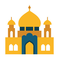 Simple flat design mosque illustration for islamic celebrations and cultural events