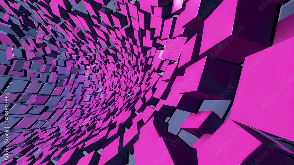 Aufkleber dive digital world abstract pink cubes forming geometric waves simulating retro video game sci fi me