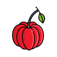 Acerola cherry fruit illustration healthy food vitamin c antioxidant tropical superfruit drawing