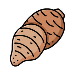 Illustration of fresh cassava root vegetable for healthy eating and food preparation ideas and recipes